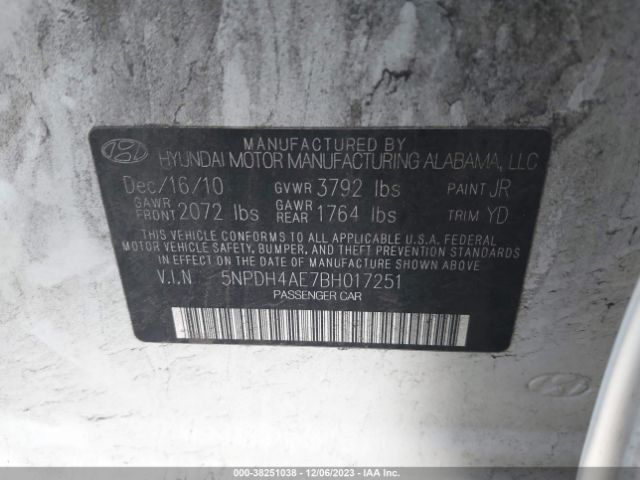 Photo 8 VIN: 5NPDH4AE7BH017251 - HYUNDAI ELANTRA 