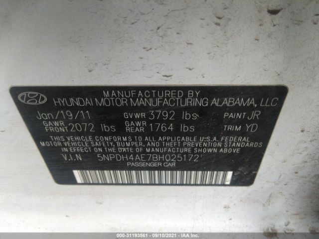 Photo 8 VIN: 5NPDH4AE7BH025172 - HYUNDAI ELANTRA 