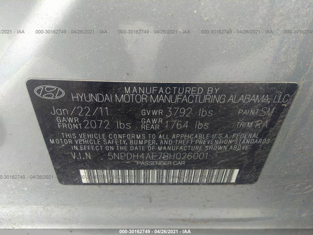 Photo 8 VIN: 5NPDH4AE7BH026001 - HYUNDAI ELANTRA 