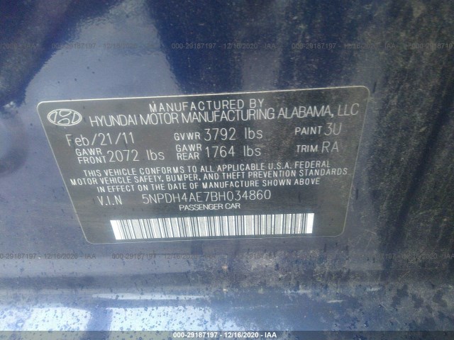 Photo 8 VIN: 5NPDH4AE7BH034860 - HYUNDAI ELANTRA 