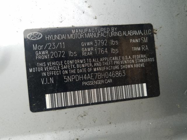 Photo 9 VIN: 5NPDH4AE7BH046863 - HYUNDAI ELANTRA GL 