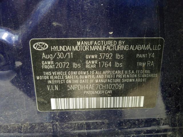 Photo 9 VIN: 5NPDH4AE7CH102091 - HYUNDAI ELANTRA GL 