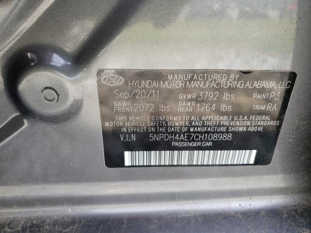 Photo 9 VIN: 5NPDH4AE7CH108988 - HYUNDAI ELANTRA GL 