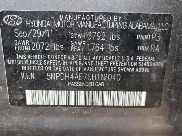 Photo 9 VIN: 5NPDH4AE7CH112040 - HYUNDAI ELANTRA GL 