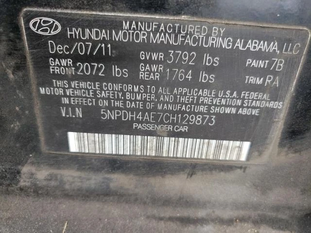 Photo 11 VIN: 5NPDH4AE7CH129873 - HYUNDAI ELANTRA GL 