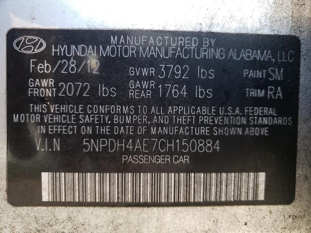 Photo 9 VIN: 5NPDH4AE7CH150884 - HYUNDAI ELANTRA GL 