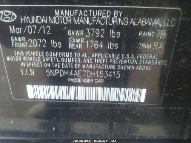 Photo 8 VIN: 5NPDH4AE7DH153415 - HYUNDAI ELANTRA 