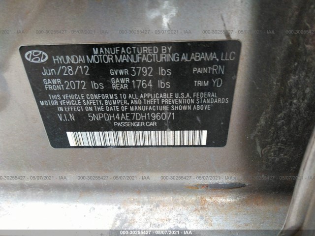 Photo 8 VIN: 5NPDH4AE7DH196071 - HYUNDAI ELANTRA 