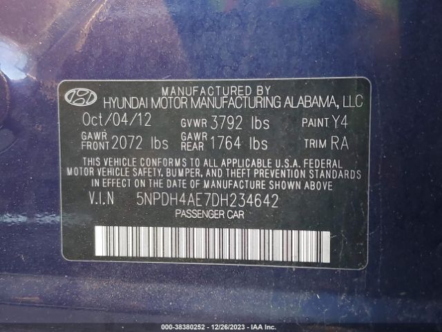 Photo 8 VIN: 5NPDH4AE7DH234642 - HYUNDAI ELANTRA 