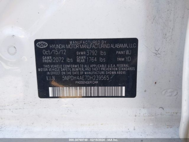 Photo 8 VIN: 5NPDH4AE7DH239565 - HYUNDAI ELANTRA 