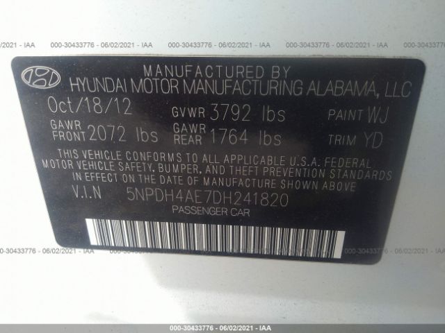 Photo 8 VIN: 5NPDH4AE7DH241820 - HYUNDAI ELANTRA 