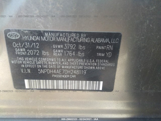 Photo 8 VIN: 5NPDH4AE7DH248119 - HYUNDAI ELANTRA 