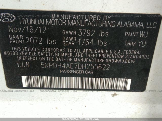 Photo 8 VIN: 5NPDH4AE7DH255622 - HYUNDAI ELANTRA 