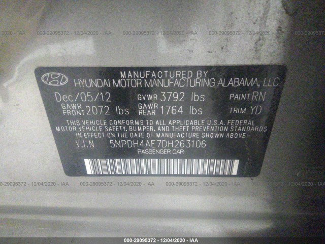 Photo 8 VIN: 5NPDH4AE7DH263106 - HYUNDAI ELANTRA 