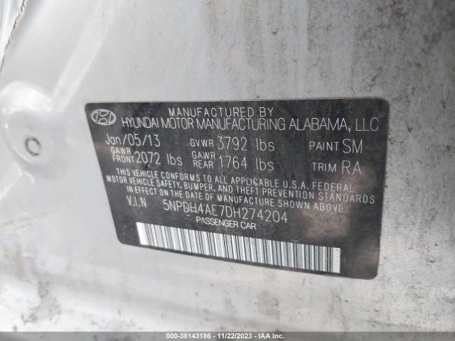 Photo 8 VIN: 5NPDH4AE7DH274204 - HYUNDAI ELANTRA 