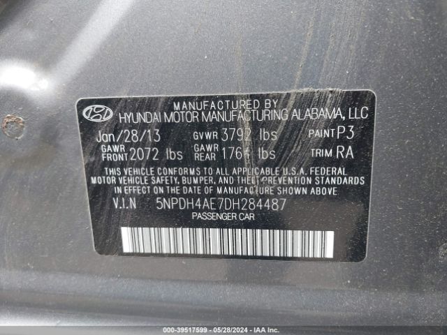 Photo 8 VIN: 5NPDH4AE7DH284487 - HYUNDAI ELANTRA 