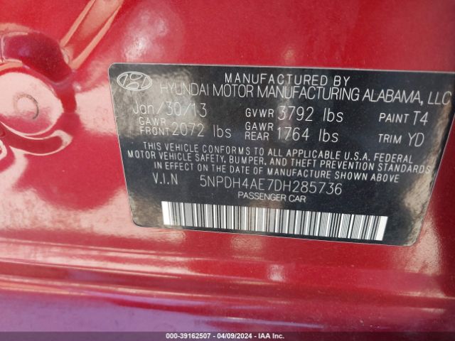 Photo 8 VIN: 5NPDH4AE7DH285736 - HYUNDAI ELANTRA 