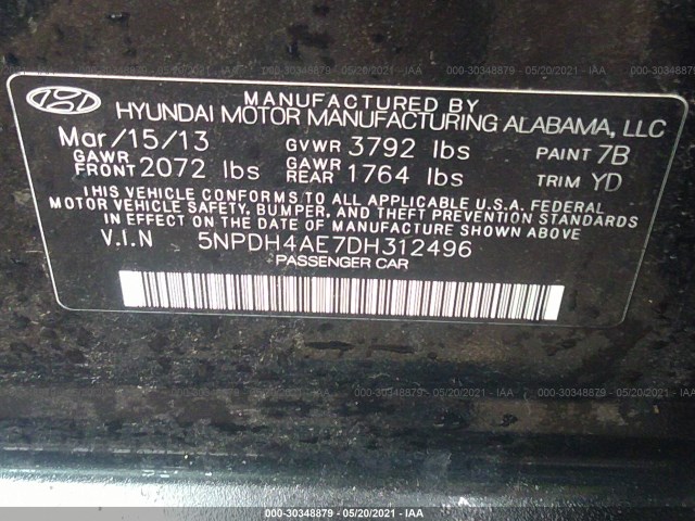 Photo 8 VIN: 5NPDH4AE7DH312496 - HYUNDAI ELANTRA 