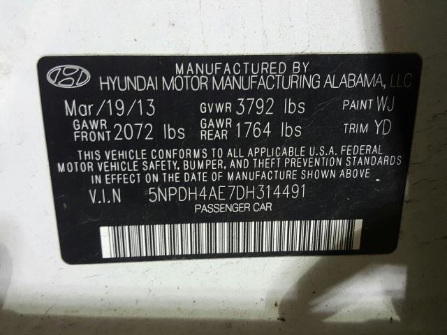 Photo 9 VIN: 5NPDH4AE7DH314491 - HYUNDAI ELANTRA GL 