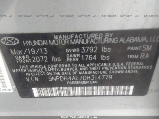 Photo 8 VIN: 5NPDH4AE7DH314779 - HYUNDAI ELANTRA 