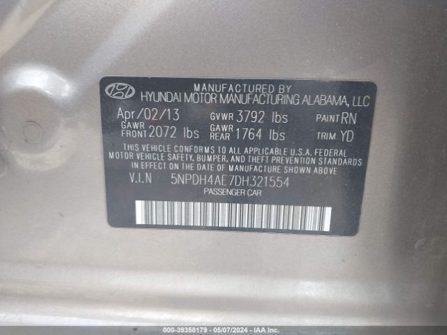 Photo 8 VIN: 5NPDH4AE7DH321554 - HYUNDAI ELANTRA 