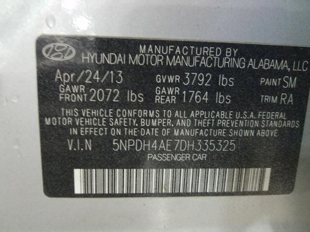 Photo 9 VIN: 5NPDH4AE7DH335325 - HYUNDAI ELANTRA GL 