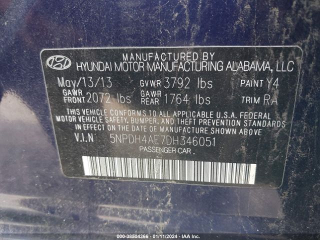 Photo 8 VIN: 5NPDH4AE7DH346051 - HYUNDAI ELANTRA 