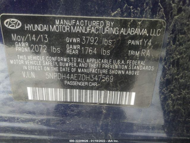 Photo 8 VIN: 5NPDH4AE7DH347569 - HYUNDAI ELANTRA 