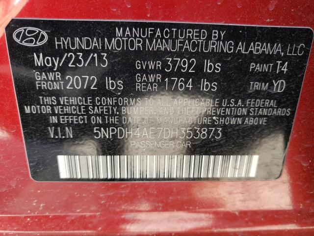 Photo 9 VIN: 5NPDH4AE7DH353873 - HYUNDAI ELANTRA GL 