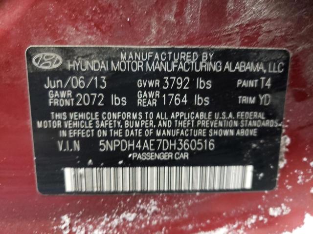 Photo 11 VIN: 5NPDH4AE7DH360516 - HYUNDAI ELANTRA GL 