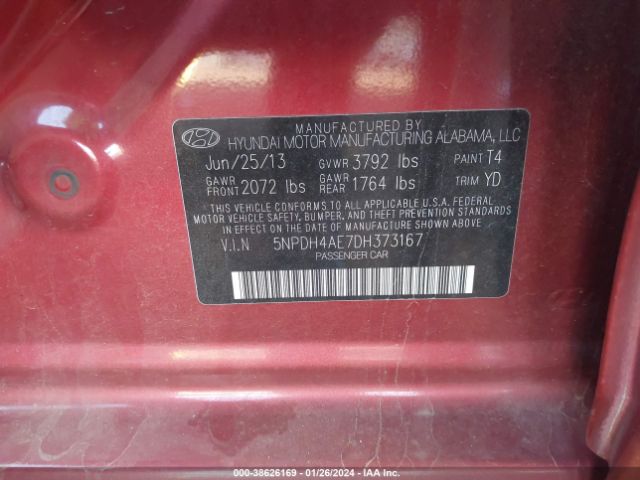 Photo 8 VIN: 5NPDH4AE7DH373167 - HYUNDAI ELANTRA 