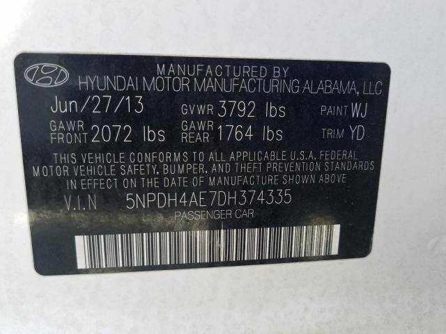 Photo 9 VIN: 5NPDH4AE7DH374335 - HYUNDAI ELANTRA GL 