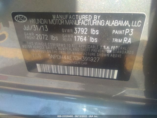 Photo 8 VIN: 5NPDH4AE7DH391927 - HYUNDAI ELANTRA 