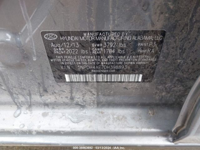 Photo 8 VIN: 5NPDH4AE7DH398893 - HYUNDAI ELANTRA 