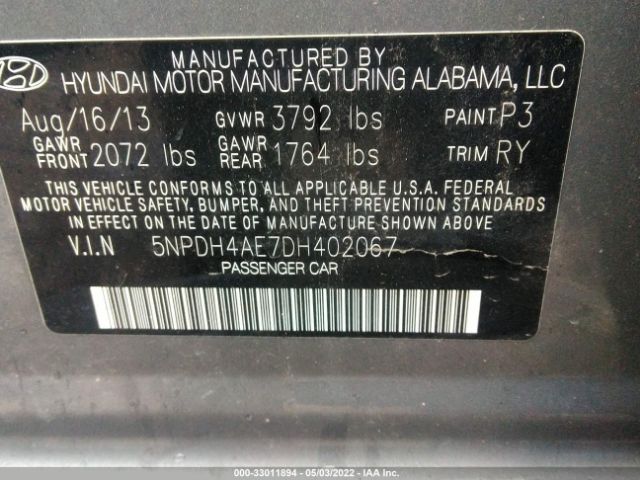 Photo 8 VIN: 5NPDH4AE7DH402067 - HYUNDAI ELANTRA 