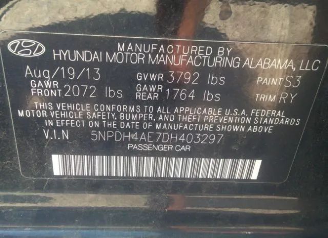 Photo 8 VIN: 5NPDH4AE7DH403297 - HYUNDAI ELANTRA 