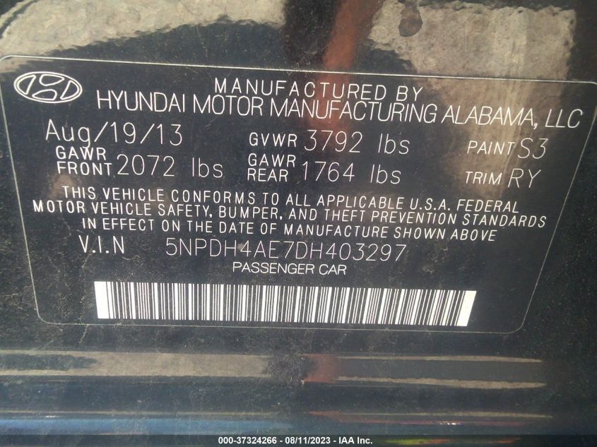 Photo 8 VIN: 5NPDH4AE7DH403297 - HYUNDAI ELANTRA 