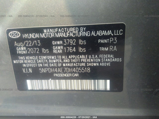 Photo 8 VIN: 5NPDH4AE7DH405518 - HYUNDAI ELANTRA 