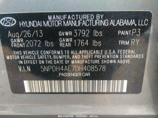 Photo 8 VIN: 5NPDH4AE7DH408578 - HYUNDAI ELANTRA 