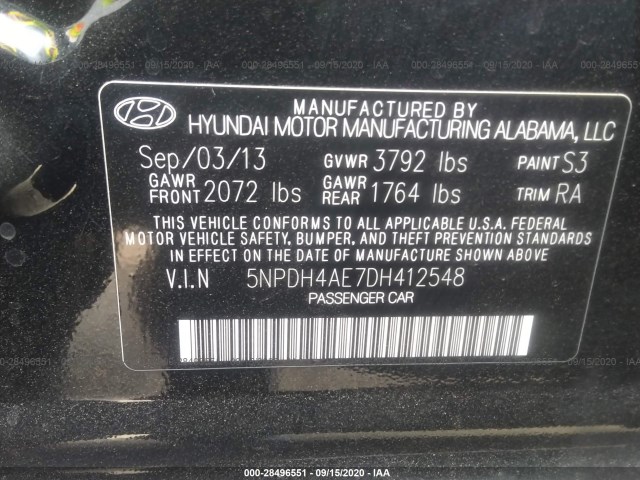 Photo 8 VIN: 5NPDH4AE7DH412548 - HYUNDAI ELANTRA 