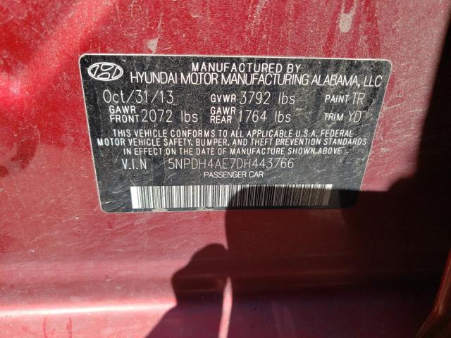 Photo 9 VIN: 5NPDH4AE7DH443766 - HYUNDAI ELANTRA GL 