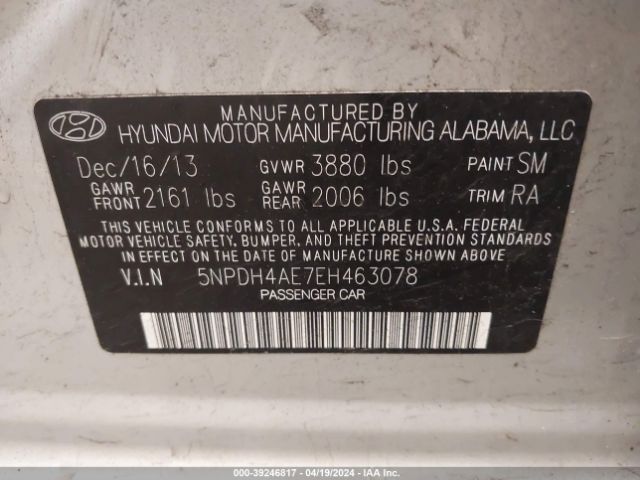 Photo 8 VIN: 5NPDH4AE7EH463078 - HYUNDAI ELANTRA 