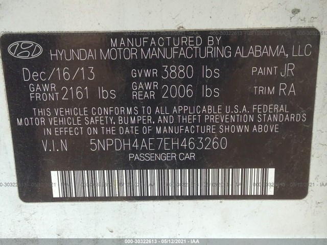 Photo 8 VIN: 5NPDH4AE7EH463260 - HYUNDAI ELANTRA 