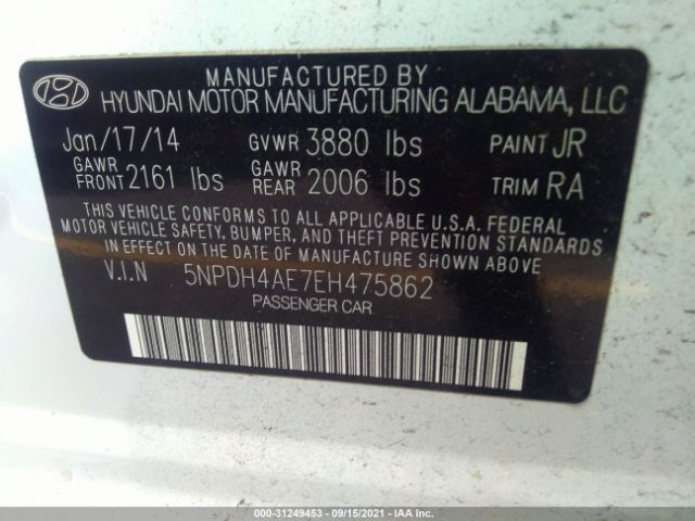 Photo 8 VIN: 5NPDH4AE7EH475862 - HYUNDAI ELANTRA 