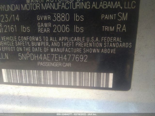 Photo 8 VIN: 5NPDH4AE7EH477692 - HYUNDAI ELANTRA 