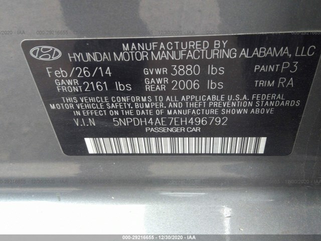 Photo 8 VIN: 5NPDH4AE7EH496792 - HYUNDAI ELANTRA 