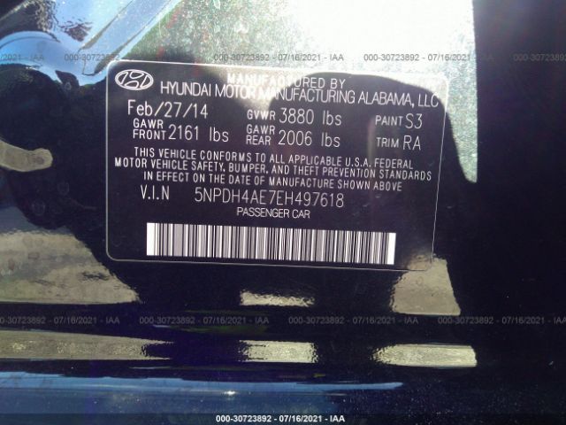 Photo 8 VIN: 5NPDH4AE7EH497618 - HYUNDAI ELANTRA 