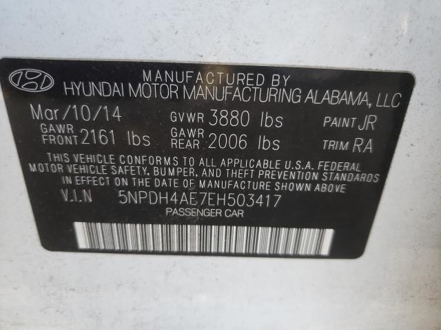 Photo 9 VIN: 5NPDH4AE7EH503417 - HYUNDAI ELANTRA SE 