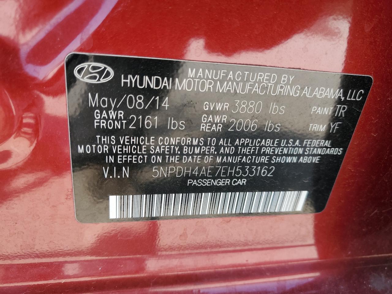 Photo 11 VIN: 5NPDH4AE7EH533162 - HYUNDAI ELANTRA 