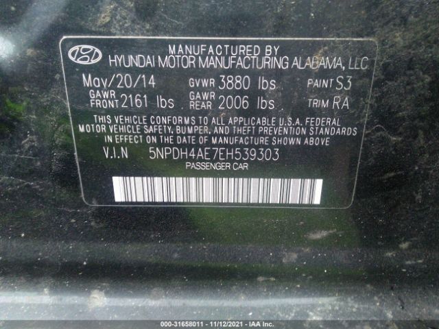 Photo 8 VIN: 5NPDH4AE7EH539303 - HYUNDAI ELANTRA 